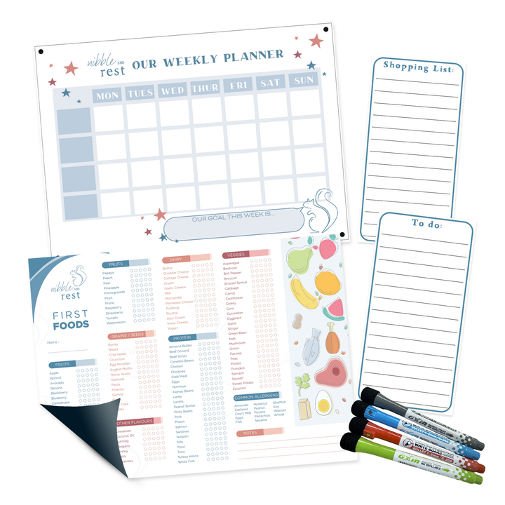 Baby First Foods Tracker | Feeding & Allergy Chart Fridge Magnet® | Nibble and Rest