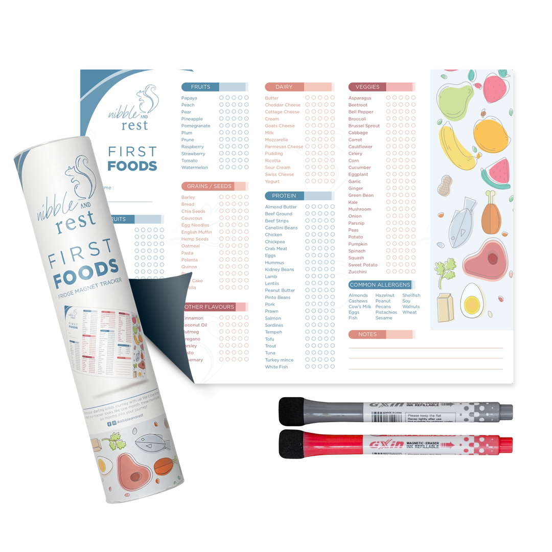 Baby First Foods Tracker | Feeding & Allergy Chart Fridge Magnet® | Nibble and Rest