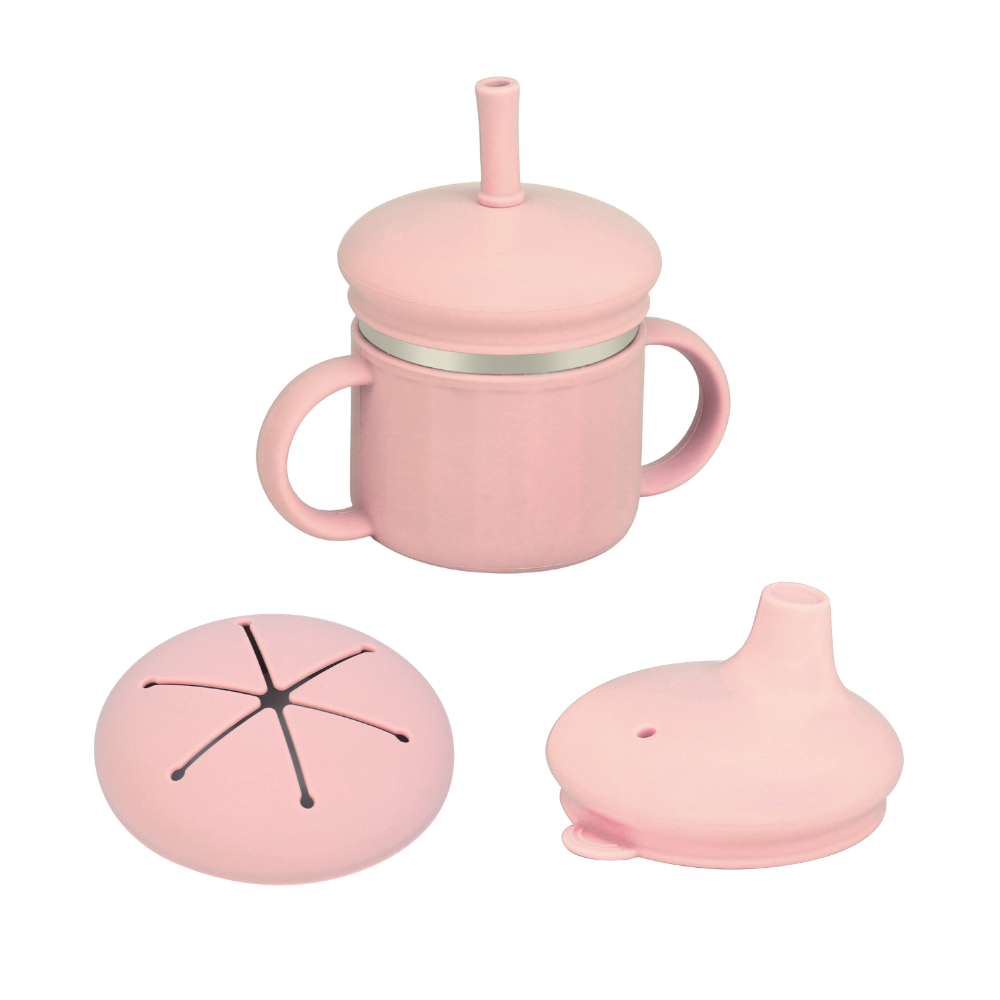 4-in-1 Stainless Steel and Silicone Straw Cup for Babies & Toddlers