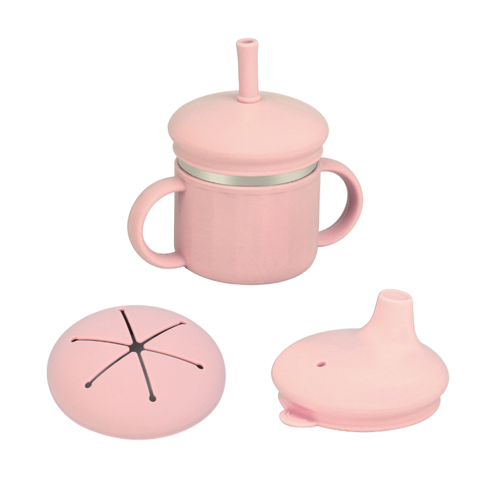 4-in-1 Stainless Steel and Silicone Straw Cup for Babies & Toddlers