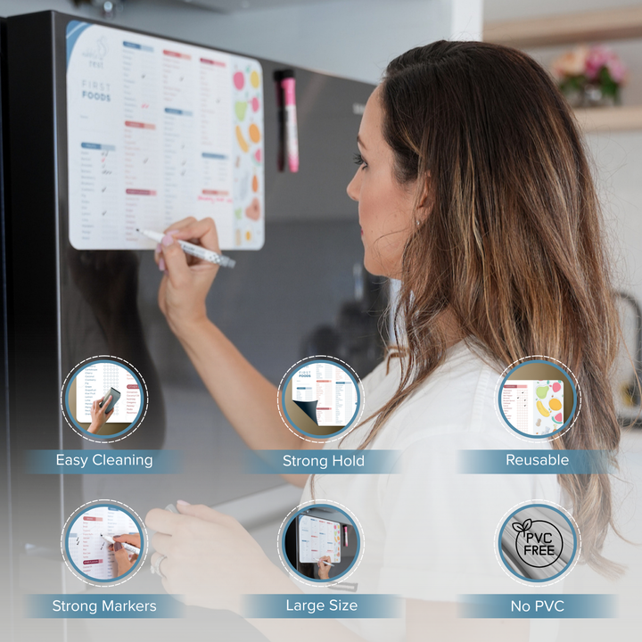 Baby First Foods Tracker | Feeding & Allergy Chart Fridge Magnet® | Nibble and Rest