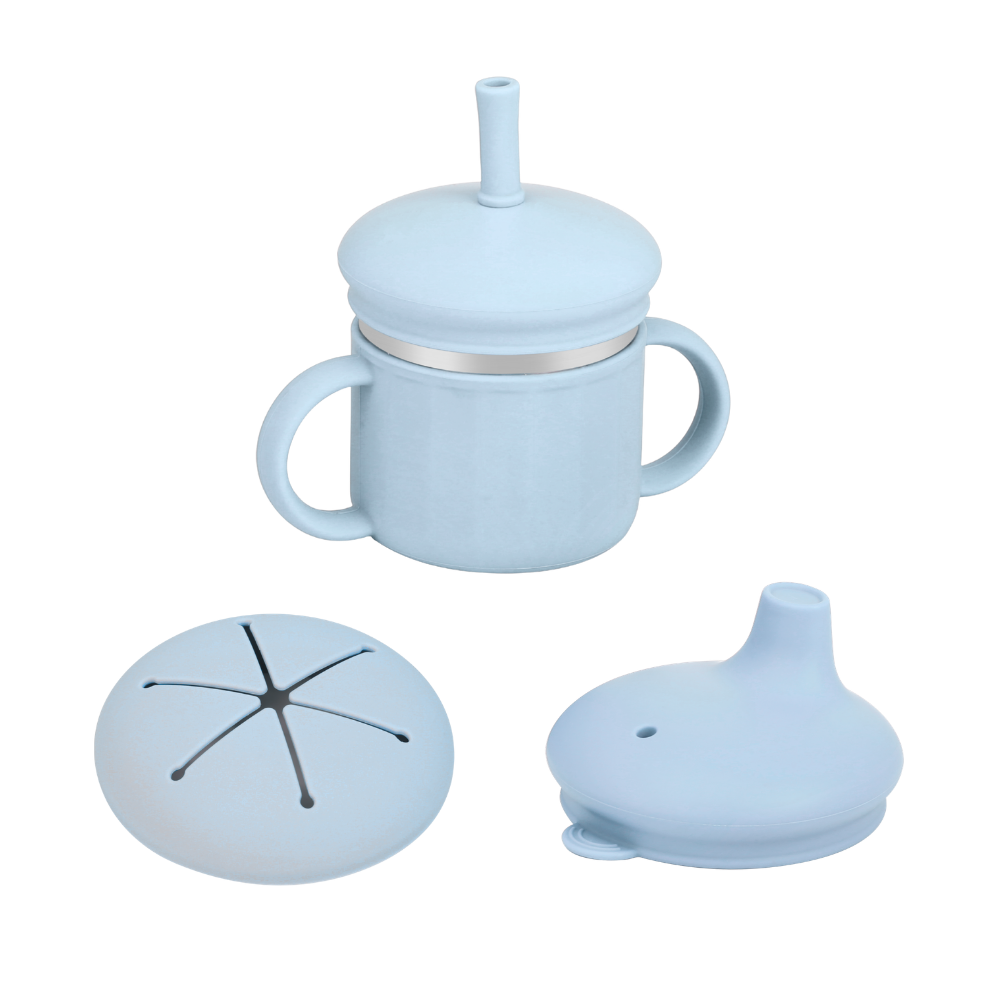 4-in-1 Stainless Steel and Silicone Straw Cup for Babies & Toddlers