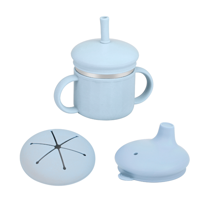 4-in-1 Stainless Steel and Silicone Straw Cup for Babies & Toddlers