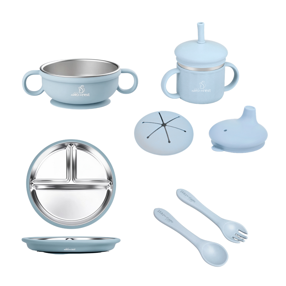 Stainless Steel and Silicone Feeding Set