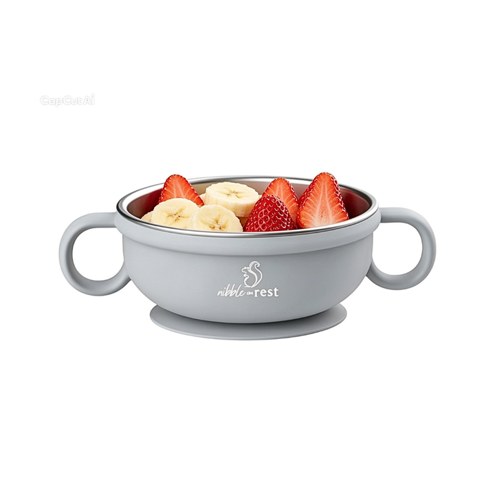 Stainless Steel and Silicone Suction Bowl
