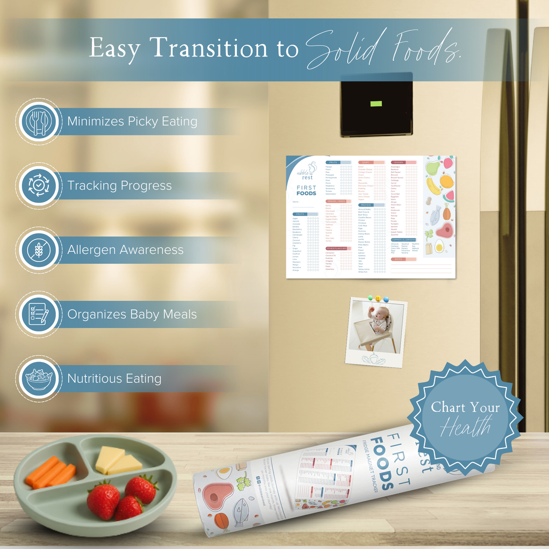 Baby First Foods Tracker | Feeding & Allergy Chart Fridge Magnet® | Nibble and Rest