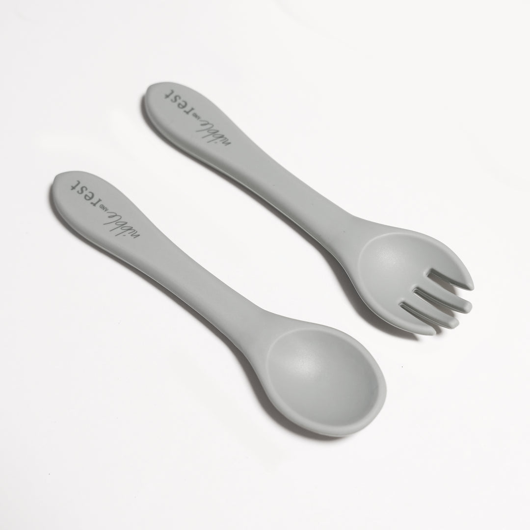 Silicone spoon and fork set