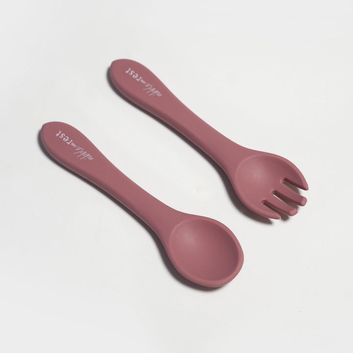 Silicone spoon and fork set