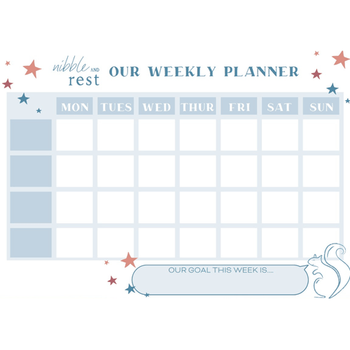 Nibble and Rest Weekly Family Planner Fridge Magnet