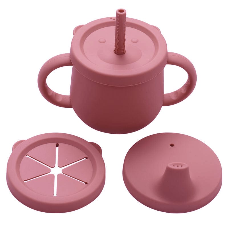 4-in-1 Silicone Teddy Bear Straw Cup for Babies & Toddlers