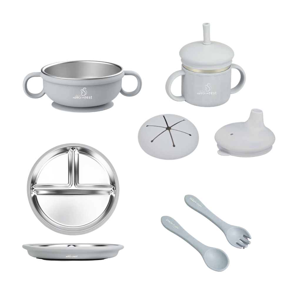 Stainless Steel and Silicone Feeding Set